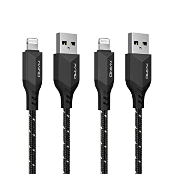 WAWO iPhone Charger Cable 2M 2Pack, Lightning Cable [Latest C89 Apple MFi Certified] Heavy Duty Long Braided iPhone Charging Cable Lead for iPhone 13 12 11 Pro Max Xs X XR 8 7 6 SE iPad iPod - Black