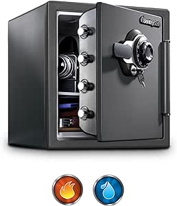 Sentry Safe SFW123DSB Fireproof and Water Resistant, 33.6L, Preset dial combination, Medium Grey, 1.23 cu. Ft. Combo Safe