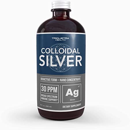 Bioactive Colloidal Silver - 8 oz, Glass Bottle, Vegan | Safe Doses with Highest Effectiveness | Nano Ions, 30 PPM | Immune Support (48 Servings)