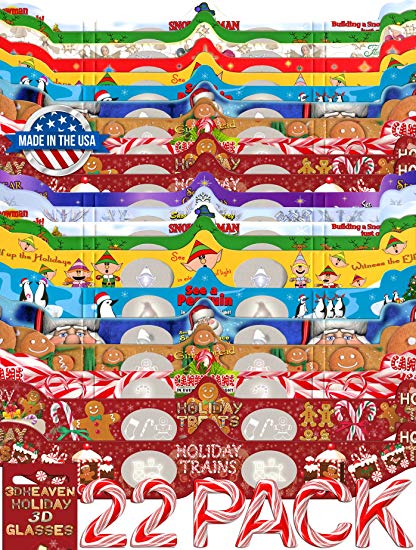 22 Pairs Holiday 3D Glasses - With Rare 3DHeaven Exclusive Styles HOLIDAY TREATS and HOLIDAY TRAINS – 13 Different!