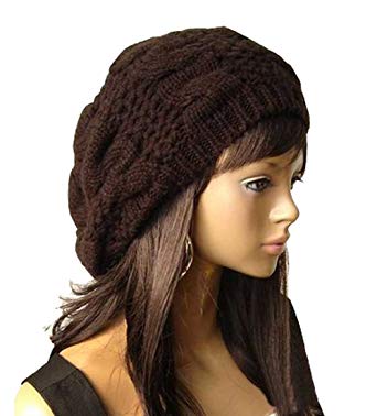 Winter Warm Beanie Baggy Hat Skull Loose Beret Chunky Crochet Cap for Women