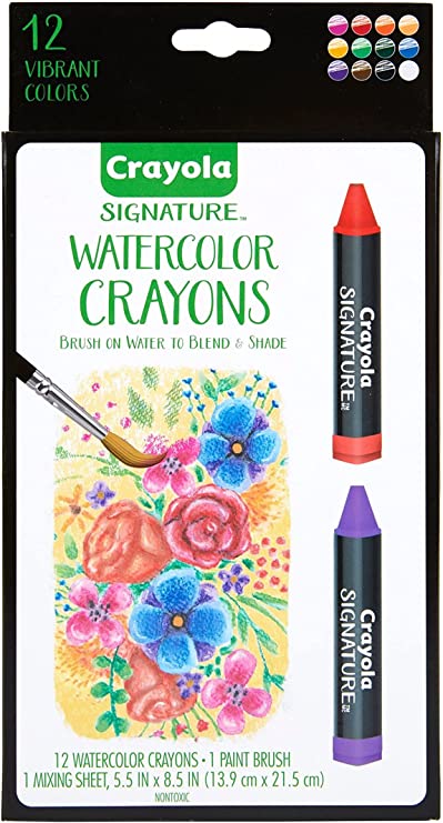 Crayola Signature Premium Watercolor Crayon Sticks & Paintbrush, 12 Count, Gift