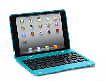 FOME®Ultra Slim Wireless Bluetooth Keyboard Cover Case with Stand for iPad Mini (Blue)