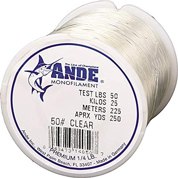 Ande Monofilament Line (Clear, 50 -Pounds Test, 1/4# Spool)
