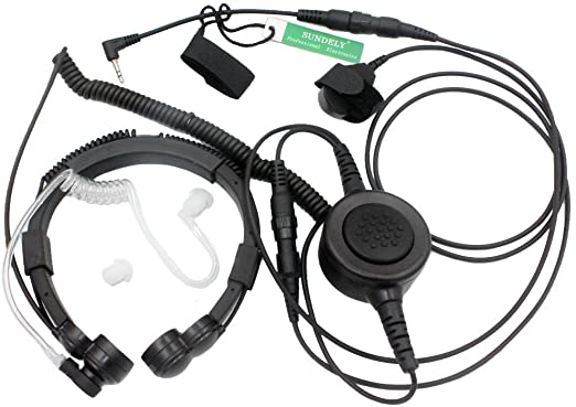 SUNDELY Military Grade Tactical Throat Mic Headset Earpiece with Big Finger PTT for Motorola Talkabout 2 Way Radio Walkie Talkie 2.5mm 1-pin Jack