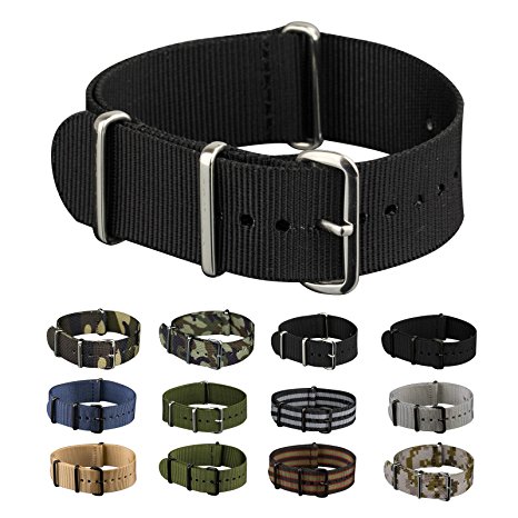 INFANTRY Nato Nylon Canvas Fabric 4 Rings Watch Strap Band Stainless Steel Buckle with 20mm 22mm