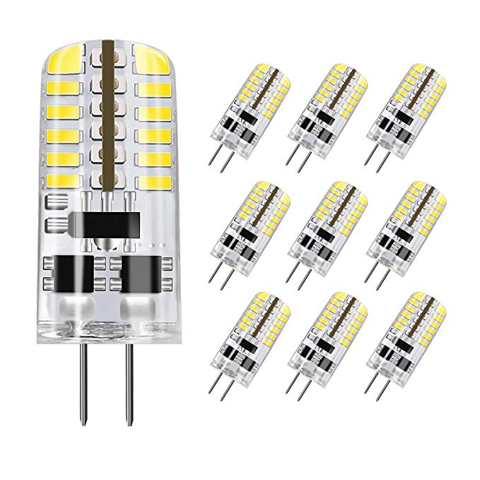 Dicuno 10pcs G4 3W LED Pure White Light Lamps AC/DC 12V Non-dimmable Equivalent to 20W ~ 25W T3 Halogen Track Bulb Replacement LED Bulbs
