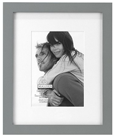 Malden International Designs Matted Linear Classic Wood Picture Frame, Gray ( 5x7-Inches  )