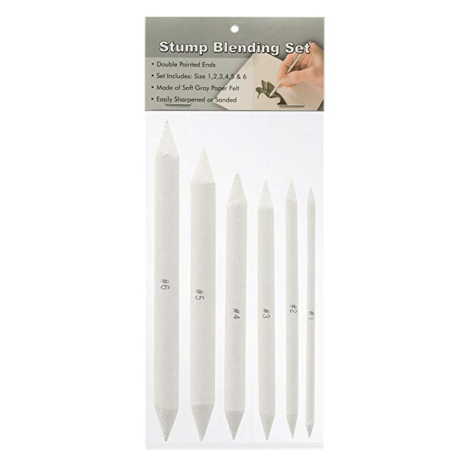 Creative Mark Blending Stumps - Solid Double-Ended Pointed Blending Stumps Made With Soft Gray Paper Easily Sharpened or Sanded - [Set of 6]