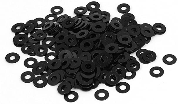 uxcell M3 x 7mm x 0.5mm Black Zinc Plated Flat Washers Gaskets Spacers 300PCS