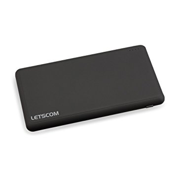LETSCOM Portable Power Banks - Ultra Slim 10000mAh High Capacity External Rechargeable Battery USB Portable Charger with Fast Charge Technology, Black