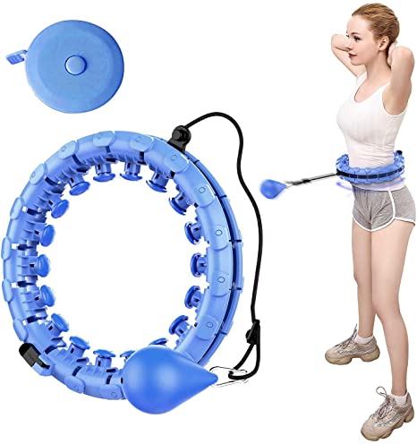 SHL Weighted Hula - Hoop for Exercise Smart Fitness Hoola Hoops for Adults Waist Trainer for Women Weight Loss Massage 360° Auto-Spinning 24 Detachable Knots Adjustable Size