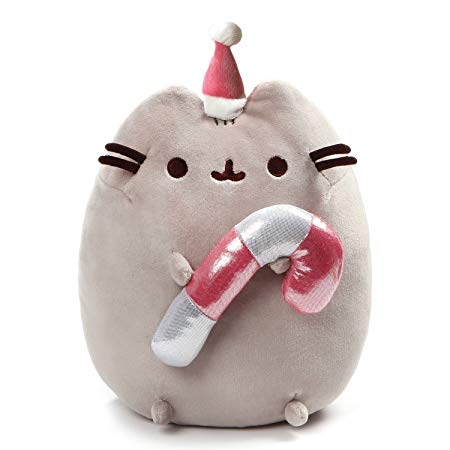 GUND Pusheen Christmas Candy Cane Plush, Gray, 11”