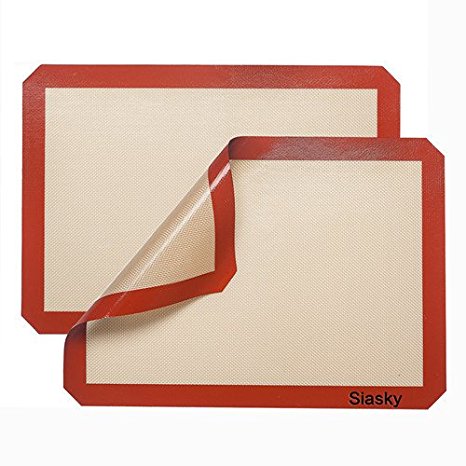 Siasky Silicone Baking Mat - 2 Pack - Professional Grade Sheets - Nonstick Heat Resistant Premium Baking Sheets - 16 X 12 Inch
