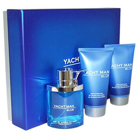 Myrurgia Yacht Man Blue Fragrances for Men (Eau De Toilette Spray, Shower Gel, After Shave Balm)