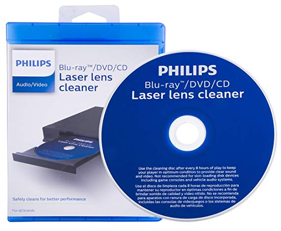 Philips Blu-ray/DVD/CD Laser Lens Cleaning Disc, Cleans for Better Performance, Cleaner Audio and Video, SVC2350/27