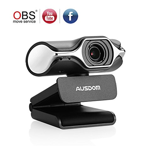 Ausdom Full HD Webcam 1080p, Live Streaming Camera, USB Webcam for Widescreen Video Calling and Recording, Support Facebook YouTube Streaming, Compatible for MAC OS Windows 10/ 8/ 7