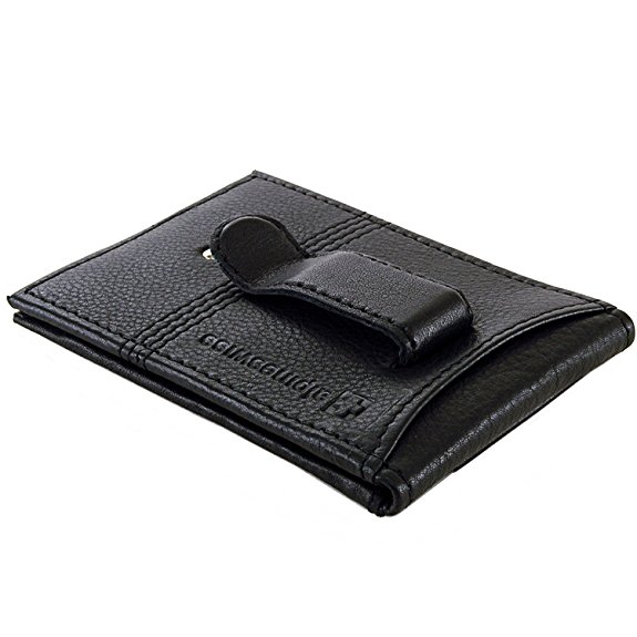 Alpine Swiss Men's Leather Flip-Fold Money Clip Front Pocket Wallet, Black