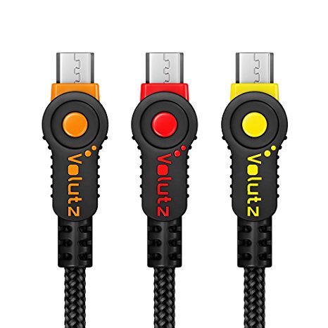 Volutz Micro USB Cable 3-Pack (3x 3.3ft), Quick Charge and Sync, Nylon-Jacketed & Durable, Charging Lead for Android Devices, Samsung, Huawei, HTC, Sony and More - Equilibrium Series