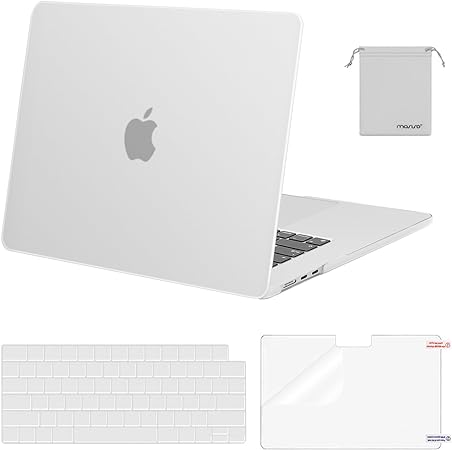 MOSISO Compatible with MacBook Air 15 inch Case 2023 2024 Release A2941 M2 Chip with Liquid Retina Display Touch ID, Plastic Hard Shell&Keyboard Cover&Screen Protector&Storage Bag, Translucent