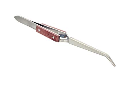 SE 509TW Cross Lock Soldering Tweezers with Fiber Grip and 45-Degree Angle