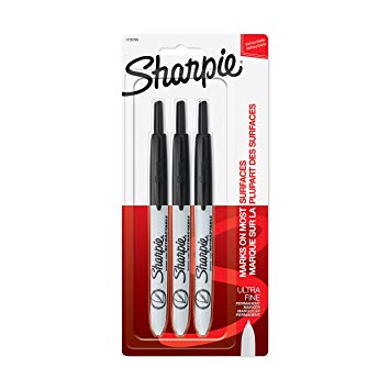 Sharpie Retractable Permanent Markers, Ultra Fine Point, Black, 3 Count