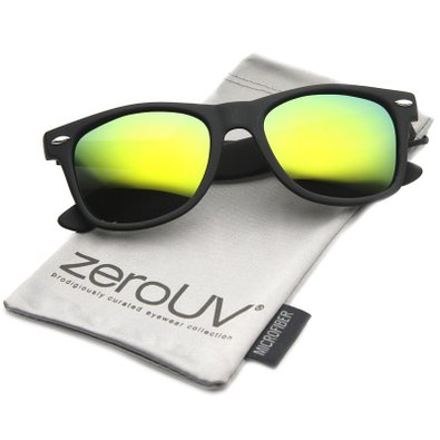 zeroUV - Flat Matte Reflective Revo Color Lens Large Horn Rimmed Style Sunglasses - UV400