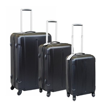 Lifetime Warranty Set of 3 (20/24/28 inch) Vesgantti ® Light Weight Hardshell Travel Luggage Suitcase, Trolley Cases Bag, Carry-on and Checked Baggage, With 4 Twin-spinner Wheels (Black)
