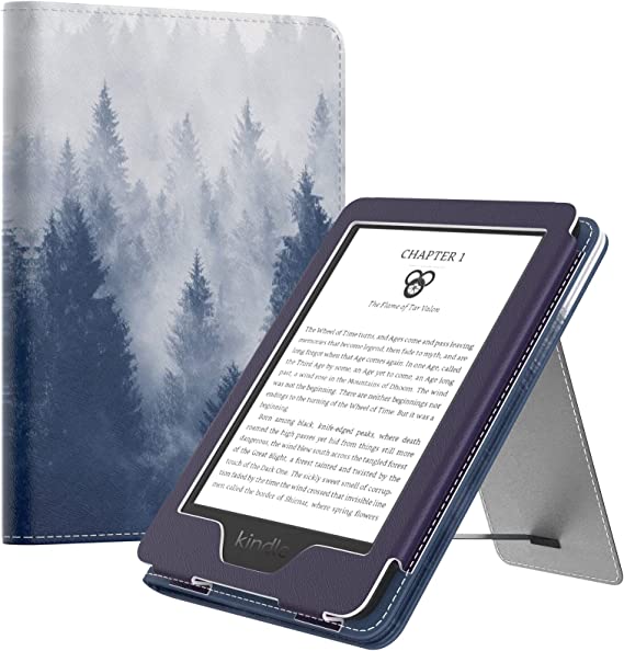 MoKo Case Fits All-New 6" Kindle (11th Generation, 2022 Release)/ Kindle (11th Gen,2019)/Kindle (8th Gen, 2016), Ultra Lightweight PU Shell Cover with Auto Wake/Sleep for Kindle 2022, Gray Forest