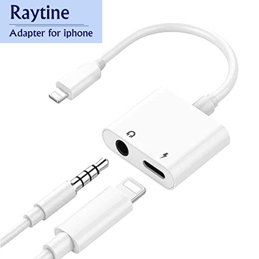Raytine for iPhone Adapter Headphone Adaptor 3.5mm Jack Dongle Earphone Connector Convertor 2 in 1 Accessories Charger Cables Charge & Audio Compatible with iPhone X/XS/XS MAX/XR/ 8/ 8Plus/ 7/7 Plus
