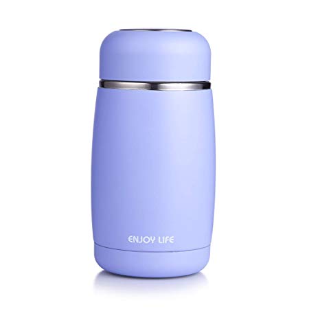JIAQI Small Insulated Water Bottle BPA Free, 10 oz Double Wall Stainless Steel Travel Coffee Mug, Leak Proof Flask for Kids/Children/Adults, Blue