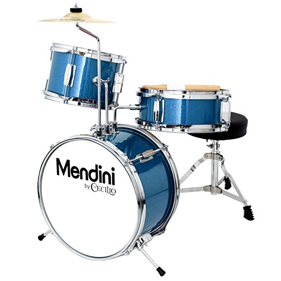 Mendini 3-Piece 13-Inch Junior Drum Set, Metallic Blue - MJDS-1-BL