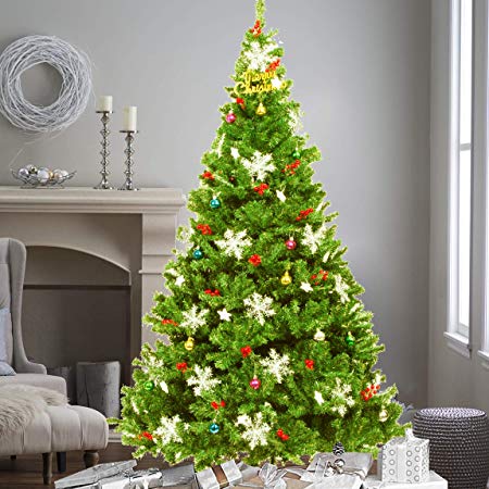 PrettyQueen 6 Ft LED Artificial Christmas Tree with Multi Decorations Solid Metal Legs and Anti-dust Bag Perfect Indoor Outdoor Holiday Decoration