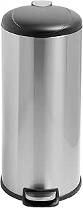 Honey-Can-Do 30L Soft-Close Round Stainless Steel Trash Can, Silver