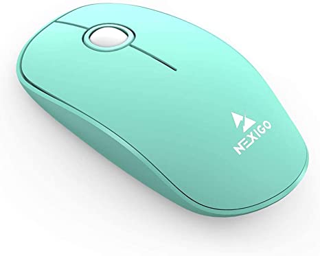 NexiGo Wireless Mouse, Ergonomic Design Noiseless Computer Mouse with Hidden Nano Receiver Portable 1600 DPI Mice for Windows, OS System, Mac, PC, Laptop, Computer (Green)