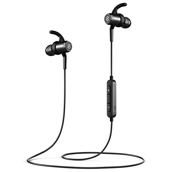 Bluetooth Headphones Magnetic SoundPEATS Wireless Earbuds for Sports Workout In-Ear Earphones With Mic (Bluetooth 4.1, Hands-free Calls, 7 Hours Play Time, Secure Fit)- Black