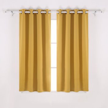 Deconovo Home Grommet Top Thermal Insulated Blackout Curtains 52x63 Inch Mustard Pair
