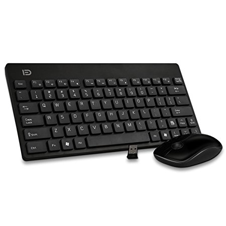 Wireless Keyboard and Mouse Combo, Foxcesd 2.4GHz Ultra Compact Wireless Whisper-Quiet Portable Keyboard and Mouse Set No Laser Light Mouse With 2-in-1 Nano Receiver for PC and Mac (Black)