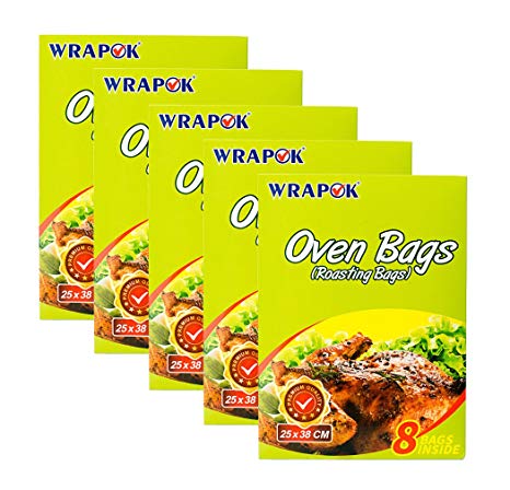 WRAPOK Oven Cooking Turkey Bags Small Size Ribs Baking Roasting Bags No Mess For Chicken Meat Ham Poultry Fish Seafood Vegetable - 40 Bags (10 x 15 Inch)