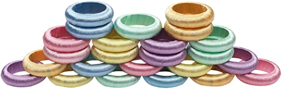 Alpha Living Home Spring Napkin Rings Set of 24, Pastel Color Napkin Holders, Napkin Rings Bulk for Party Decoration, Dinning Table, Everyday, Family Gatherings - A Great Tabletop Décor