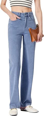 Sidefeel Womens High Waisted Jeans Stretchy Straight Leg Casual Trendy 2024 Fall Knit Denim with Pockets