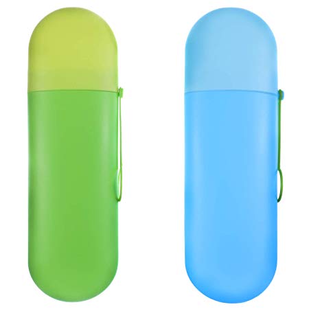 Tatuo 2 Pieces Toothbrush Toothpaste Holder Plastic Container Toothbrush Case Toothpaste Storage Box with Hanger, 2 Colors