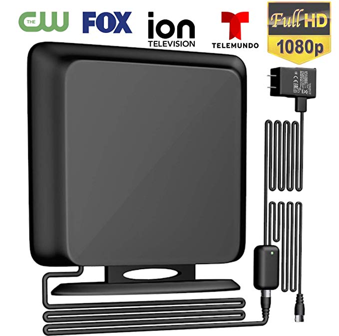 120Miles Directional TV Antenna[Upgraded 2019] Indoor High Reception Amplified HDTV Antenna for TV Signals High Reception Digital TV Antenna for 4K/VHF/UHF/1080P Free Channels 13ft Coax