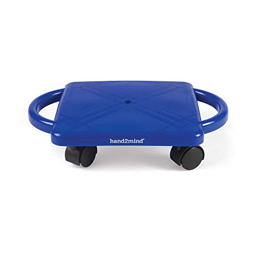 Blue, Plastic Scooter Board with Safety Handles for Physical Education Class or Home Use
