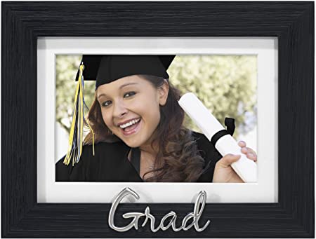 Malden International Designs Expressions Grad Matted Picture Frame, 8.5” (W) x 6.5” (H) x .75” (D), Black