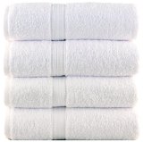LUNASIDUS Bergamo Luxury Hotel  Spa Bath Towels 100 Percent Turkish Cotton Set of 4 700 Gsm White