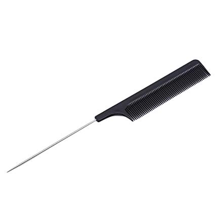 LJSLYJ Black Fine-tooth Comb Metal Pin Anti-static Hair Style Rat Tail Comb Massage Hair Styling Beauty Tools