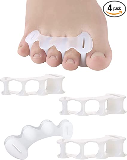 2Pairs Toe Separators Toe Spacers for Women Men to Correct Bunion, Relieve Feet Pain, Foot Alignment, Toe Straighteners for Hammertoes, Plantar Fasciitis (M, Women Shoe Size 9-12.5, Men: 7-11)