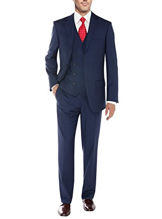 Salvatore Exte Men's Suit 3-Piece Two Button Blazer Jacket Flat Front Pants