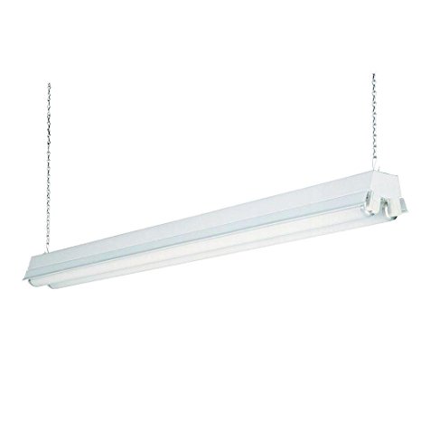 Lithonia Lighting 1233 RE 2-Light T8 Fluorescent Residential Shop Light, White, White